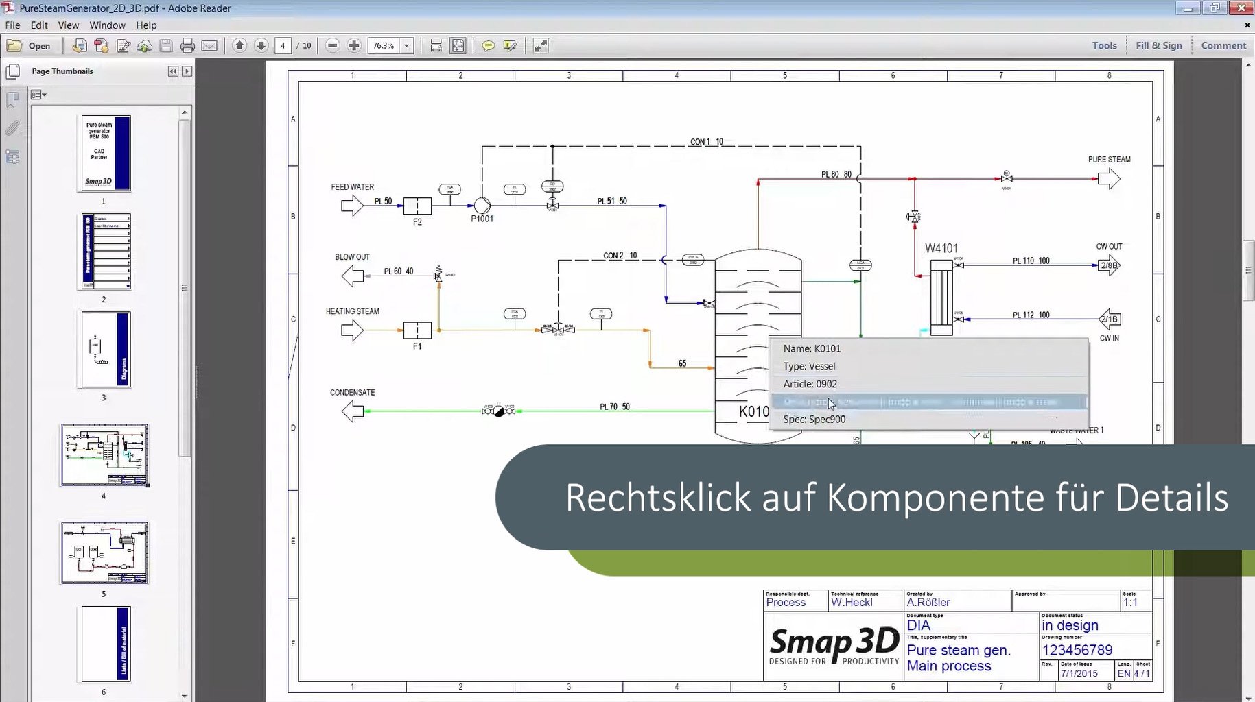 Smap3D P&ID: Software zur Erstellung von R&I/P&ID Fließbildern